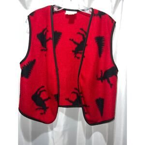 Womens size small fleece Christmas moose vest